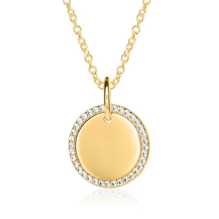 Ladies pendant made of gold-plated 925 silver with zirconia