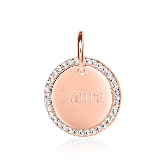 Lady pendant in sterling silver, ros&#xE9; with zirconia