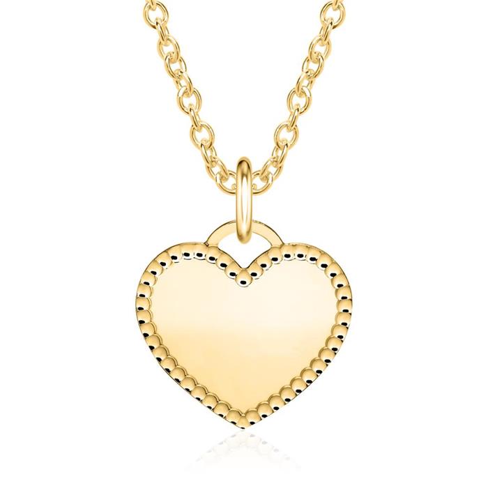 Necklace heart in gold-plated sterling silver, engravable
