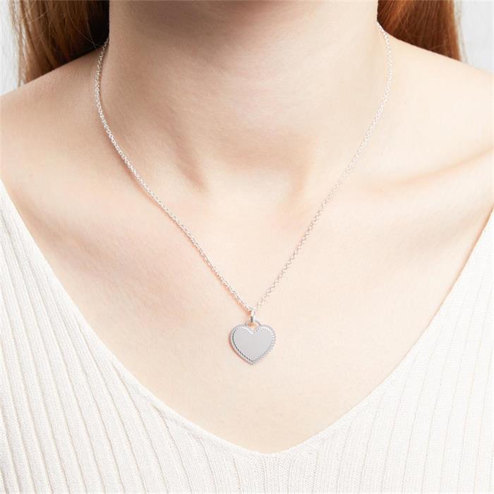 Engravable necklace with heart pendant in 925 silver
