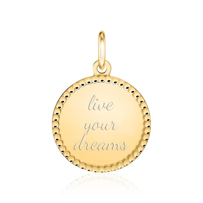 Round pendant in gold-plated sterling silver