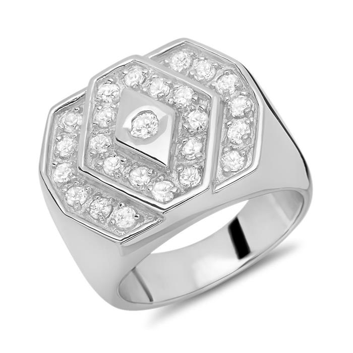 Contemporary ring sterling silver with many zirconia