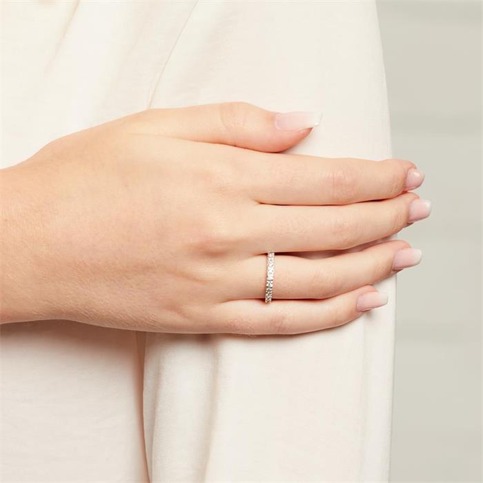 Contemporary Silver Ring With Rhodium-Plated Zirconia