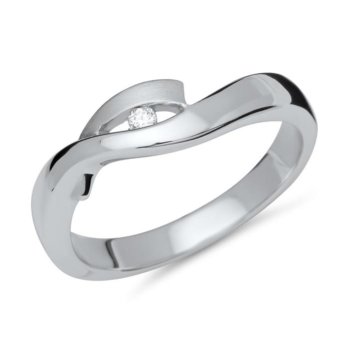 Sterling silver ring with zirconia rhodium-plated