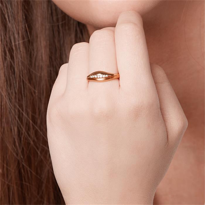 High quality silver ring gold plated zirconia