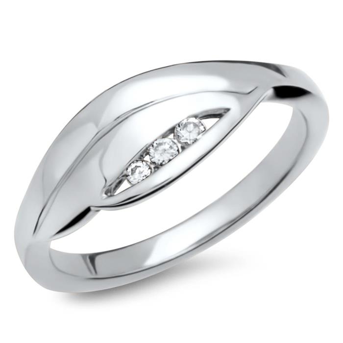 Fashionable sterling silver ring zirconia