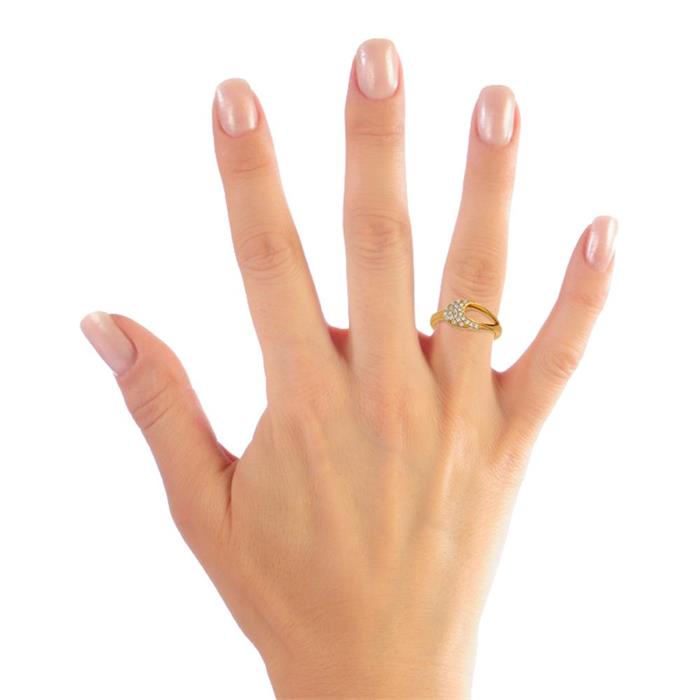 Contemporary gold plated silver ring zirconia