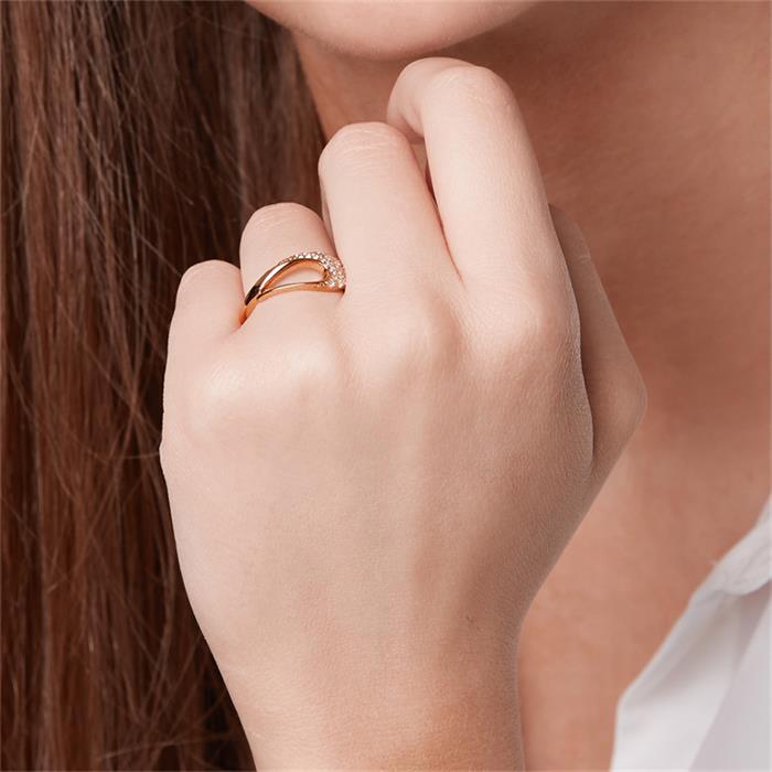 Contemporary gold plated silver ring zirconia