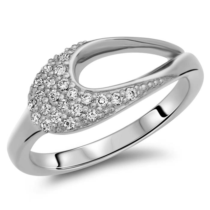 Contemporary sterling silver ring zirconia