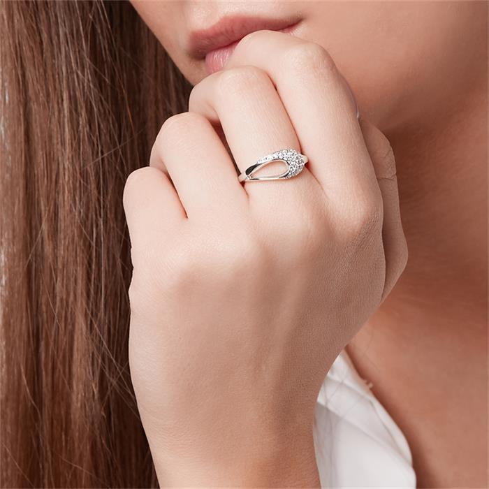 Anillo moderno de plata 925 circonitas