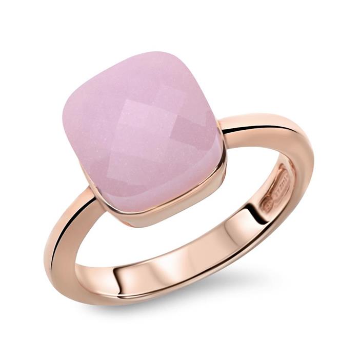 Rose kleurige zilveren ring met roze Zirkonia