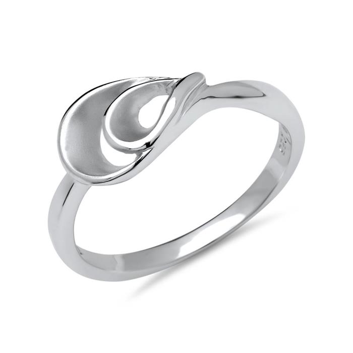 Silver finger ring, partially polished surface