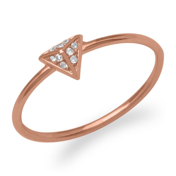 Ring pyramid zirconia silver rose gold plated