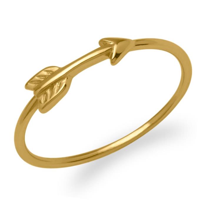 Anillo diseño flecha plata 925 bañado en oro