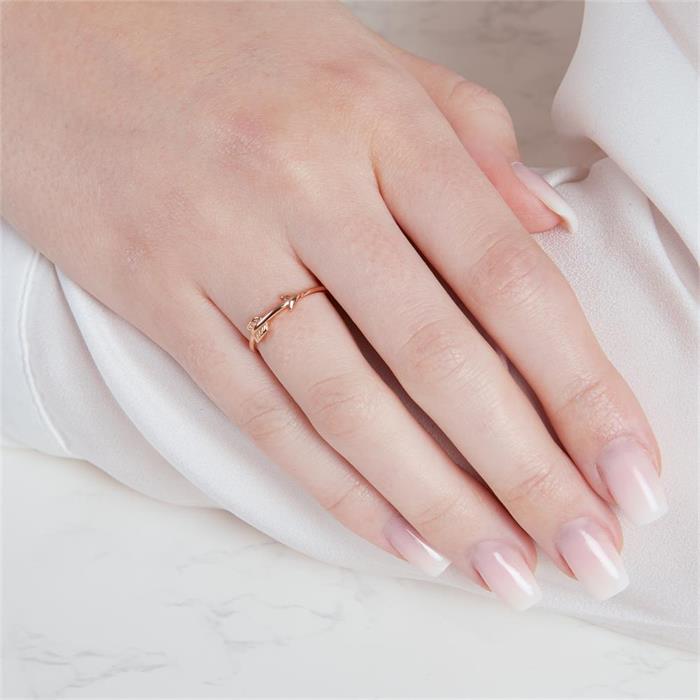 Anillo diseño flecha plata 925 chapado en oro rosa