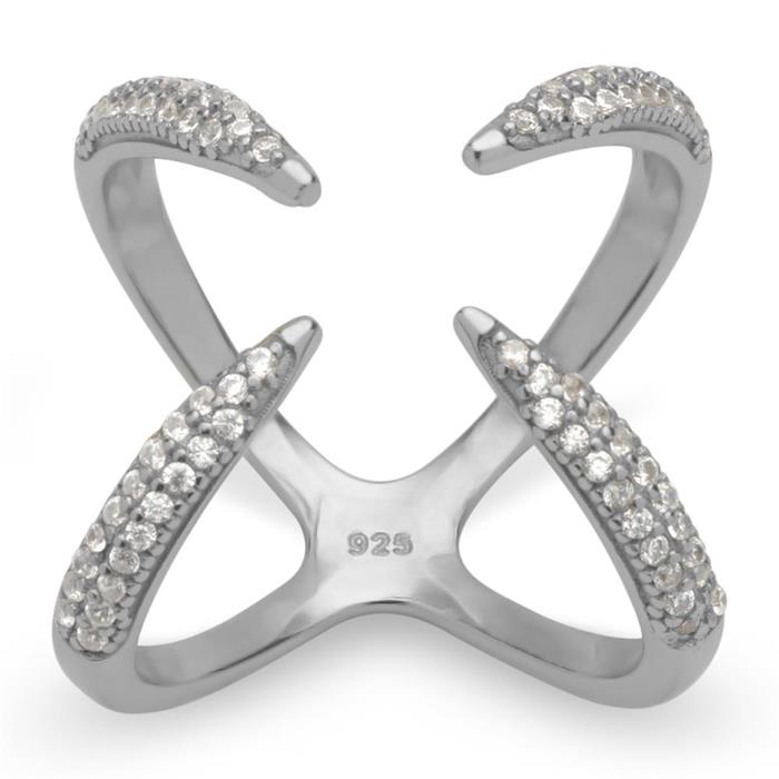 Zirconia-set xing sterling silver