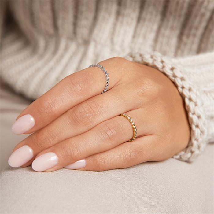 Sparkling silver ring gold-plated with zirconia