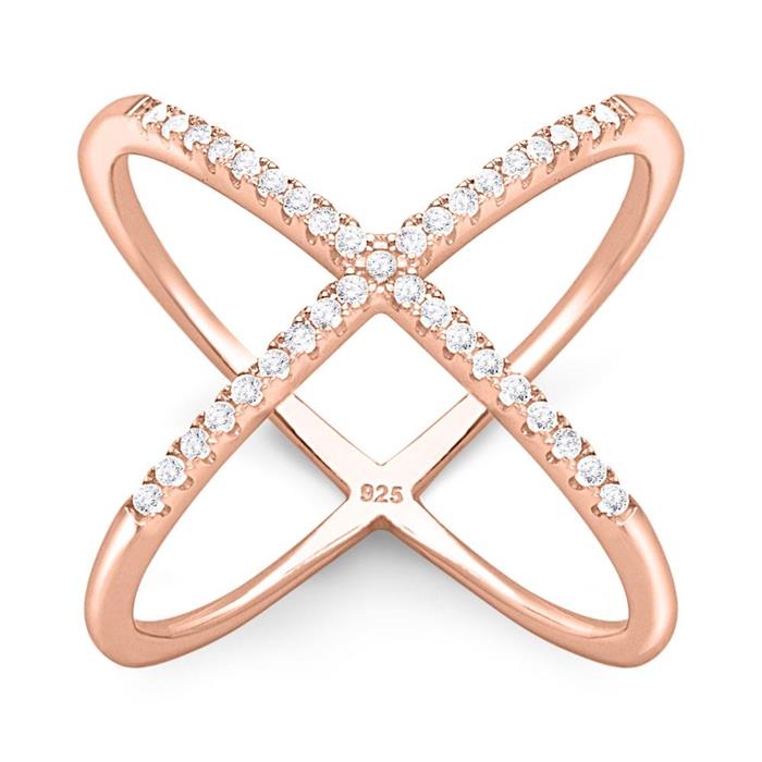 Rose gold plated ring sterling silver zirconia