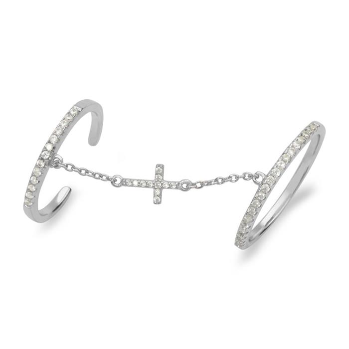 Silver ankle ring with chain cross silver