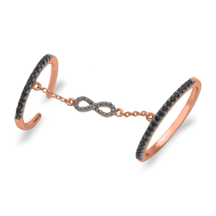 Rose gold plated ring infinity symbol silver