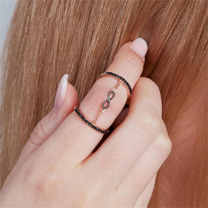 Rose gold plated ring infinity symbol silver