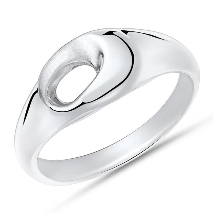 Rhodium-plated ring sterling silver partially frosted