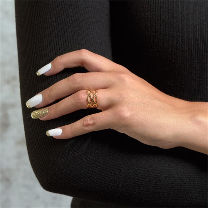 Ladies hipster ring woven gold plated