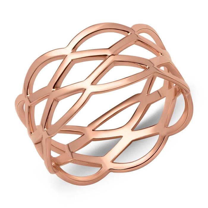 Ladies hipster ring woven pink gold