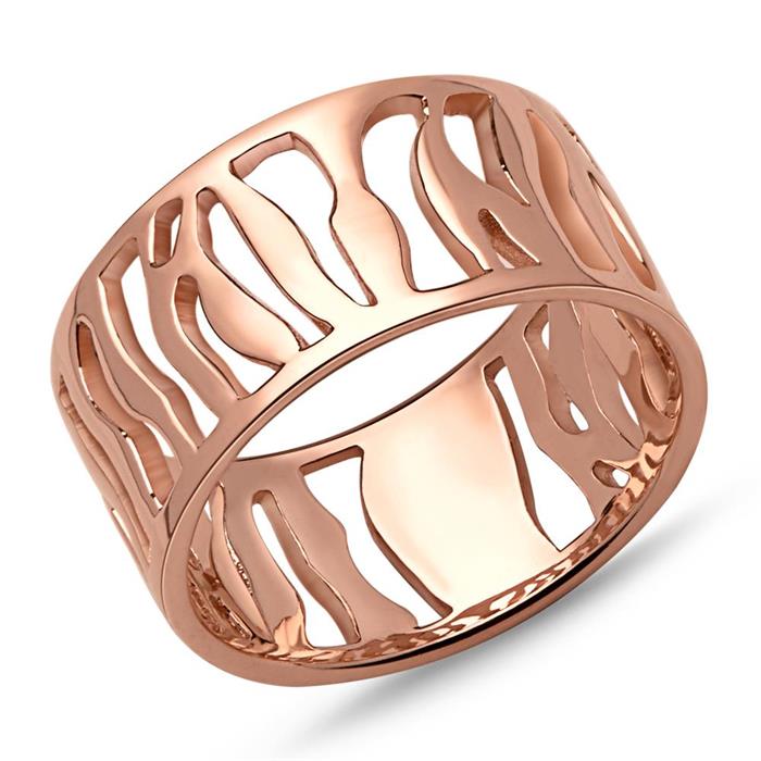 Anillo moderno de oro rosa para mujer con grabado