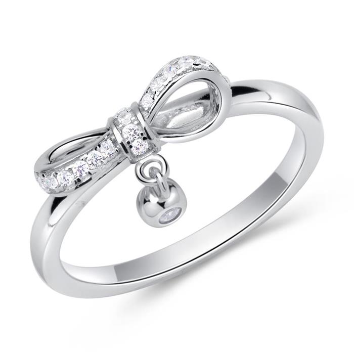 Sterling silver ring bow with zirconia