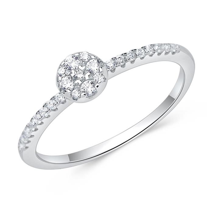 Classic sterling silver ring with zirconia