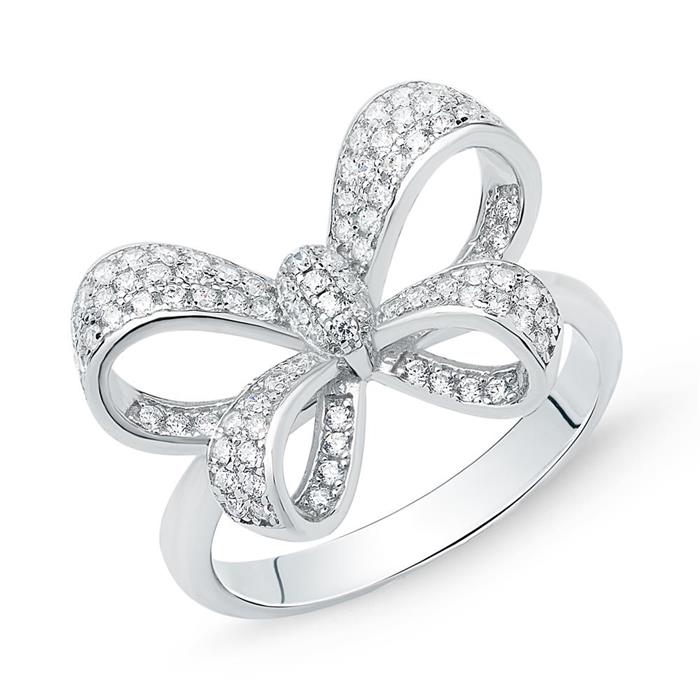 Ring sterling silver with zirconia-set bow