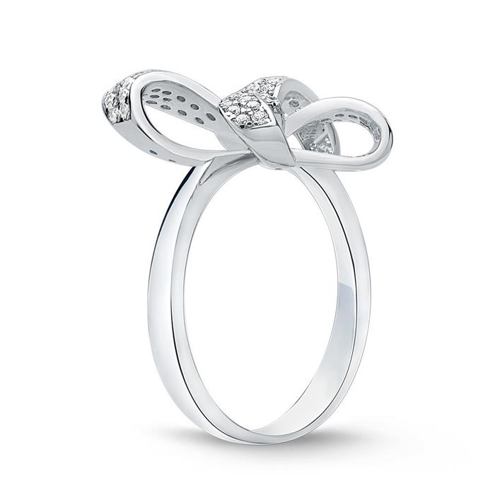 Ring sterling silver with zirconia-set bow