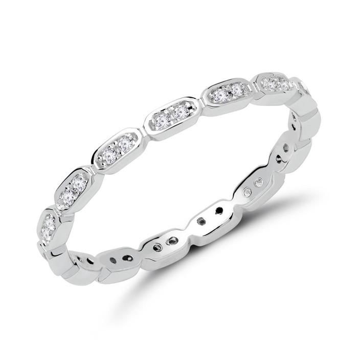 Sterling silver ring for ladies rhodium-plated with zirconia