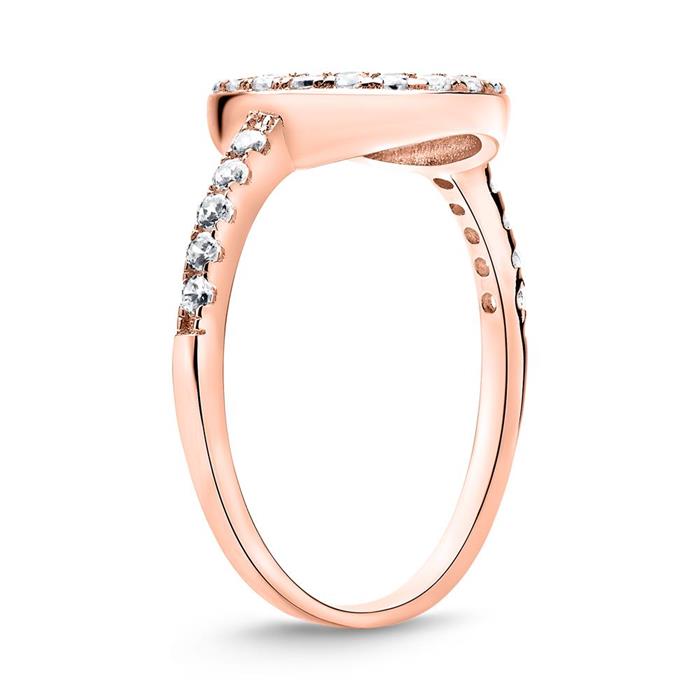 Ring in circle design sterling silver rose gold zirconia