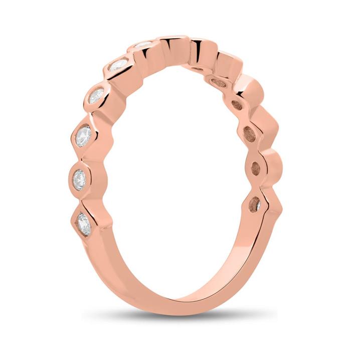 Sterling sterling silver ring with rose gold plated zirconia