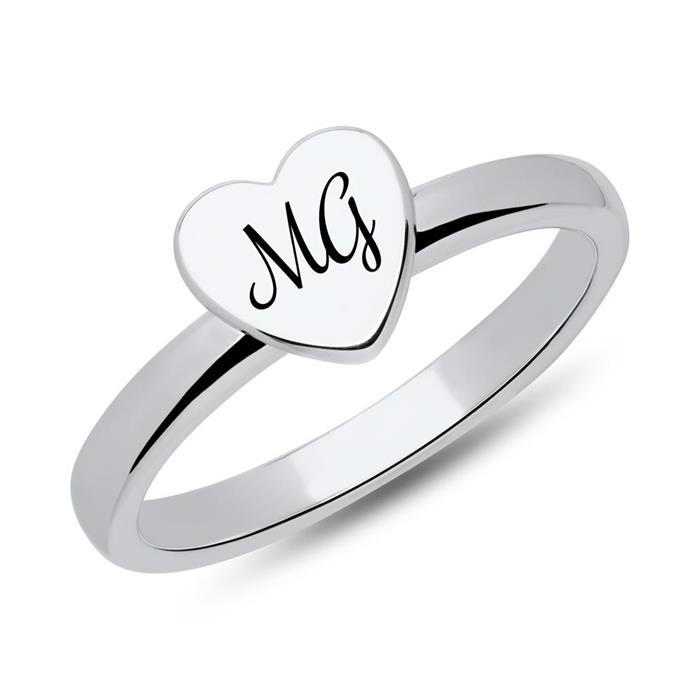 Heart ring in sterling sterling silver gravure option