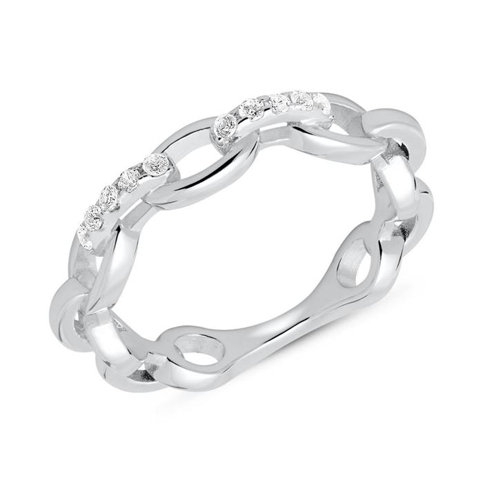 Ring for ladies in sterling silver with zirconia
