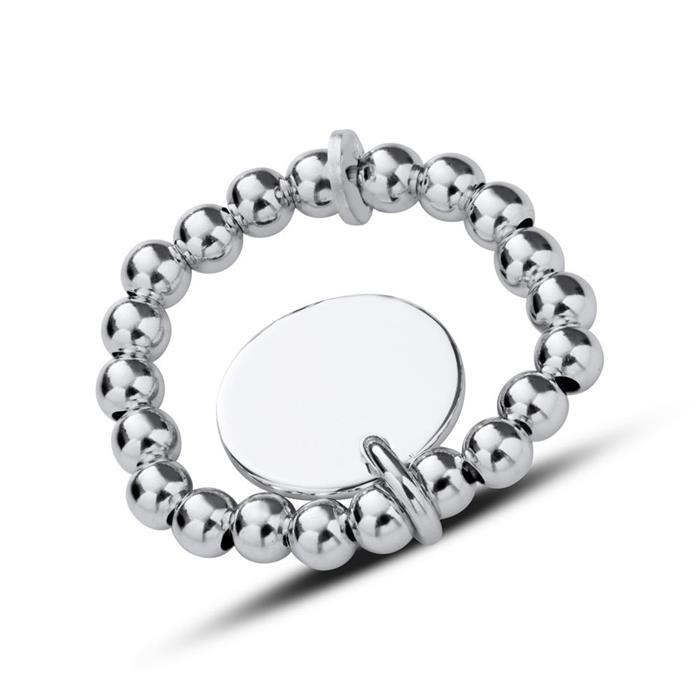 Elastic Ball Ring Made Of Sterling Silver Engravable