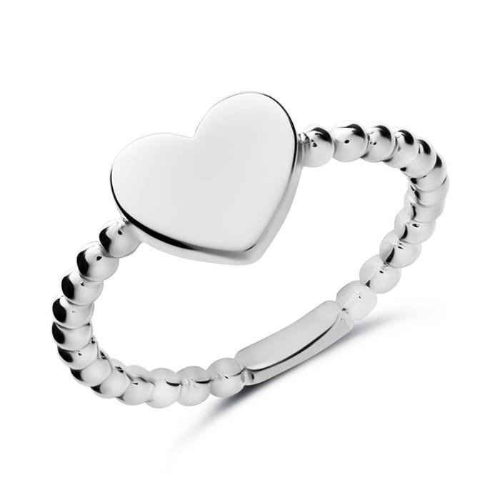Engravable heart ring for ladies in sterling silver