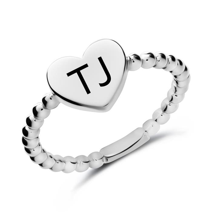 Engravable heart ring for ladies in sterling silver