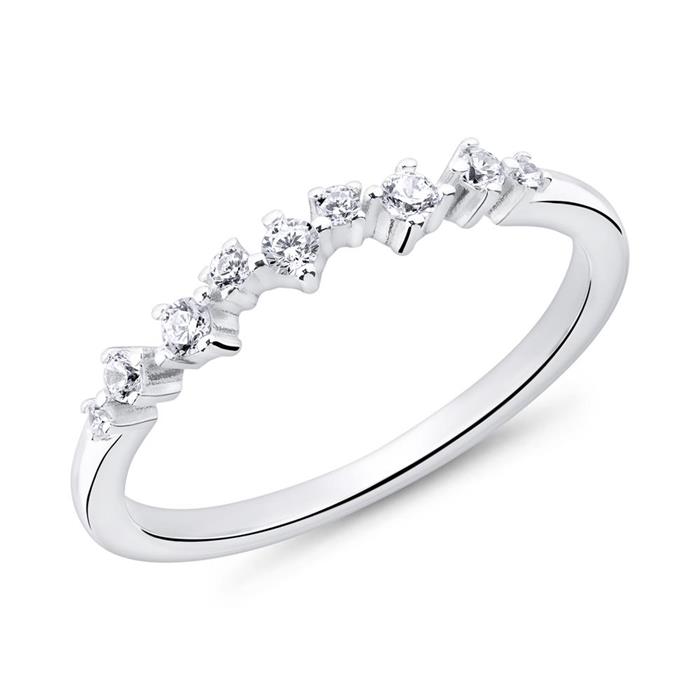 Engravable sterling silver ring with zirconia