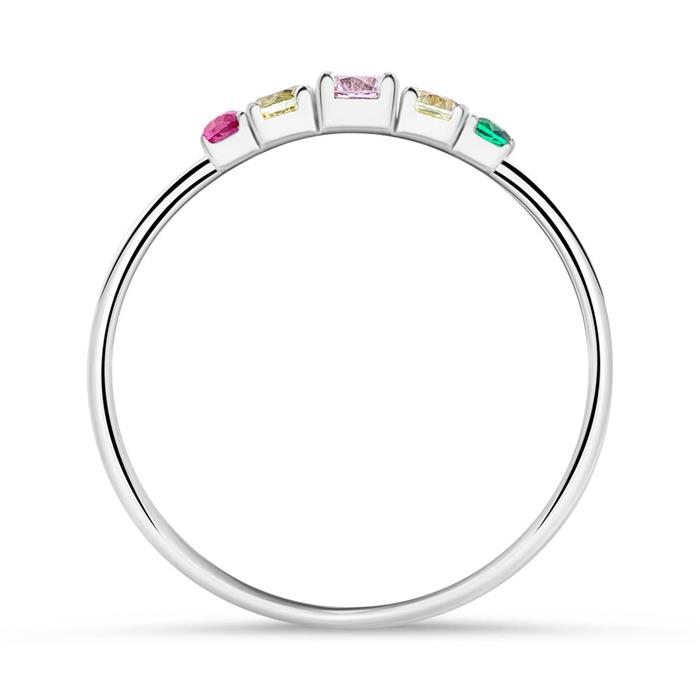 Ring for ladies made of 925 silver with zirconia, coloured