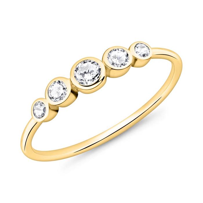 Ring for ladies made of gold-plated 925 silver zirconia