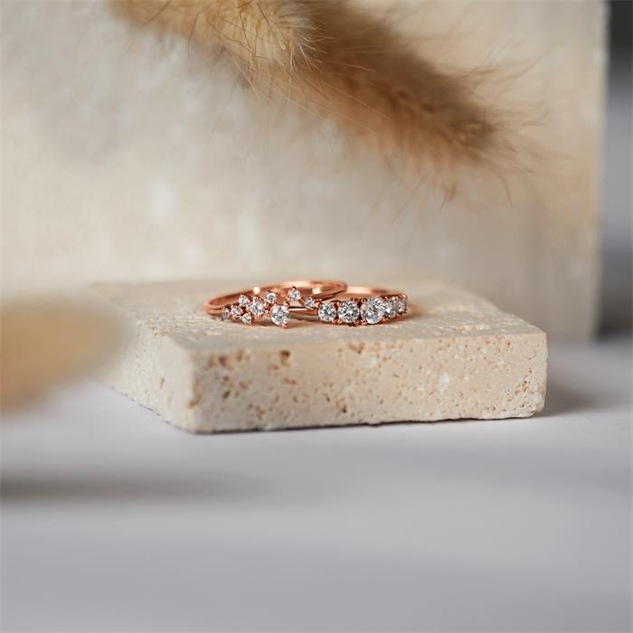 Ring made of rose gold plated 925 silver with zirconia