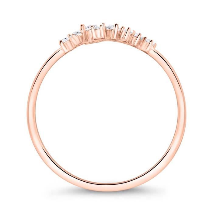 Ring made of rose gold plated 925 silver with zirconia