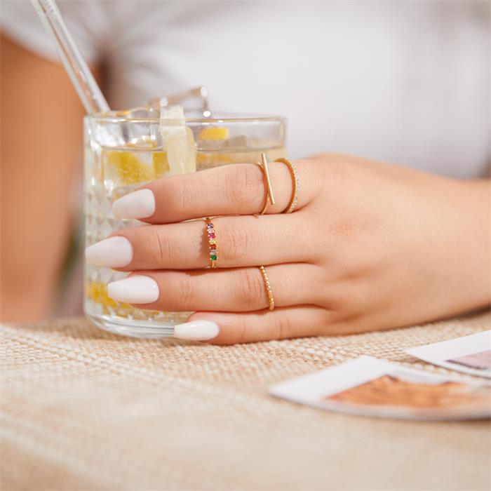 Anillo de mujer con diseño de bola en oro de 14 quilates