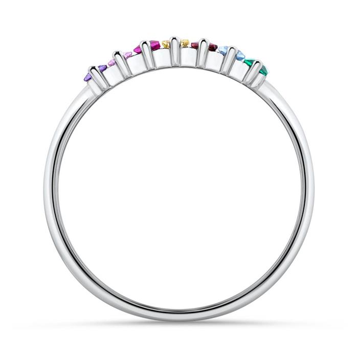 925 sterling zilveren ring voor dames met veelkleurige Zirkonia