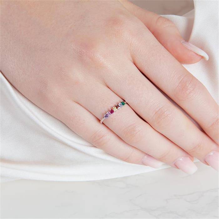 925 silver ring for ladies with colorful zirconia