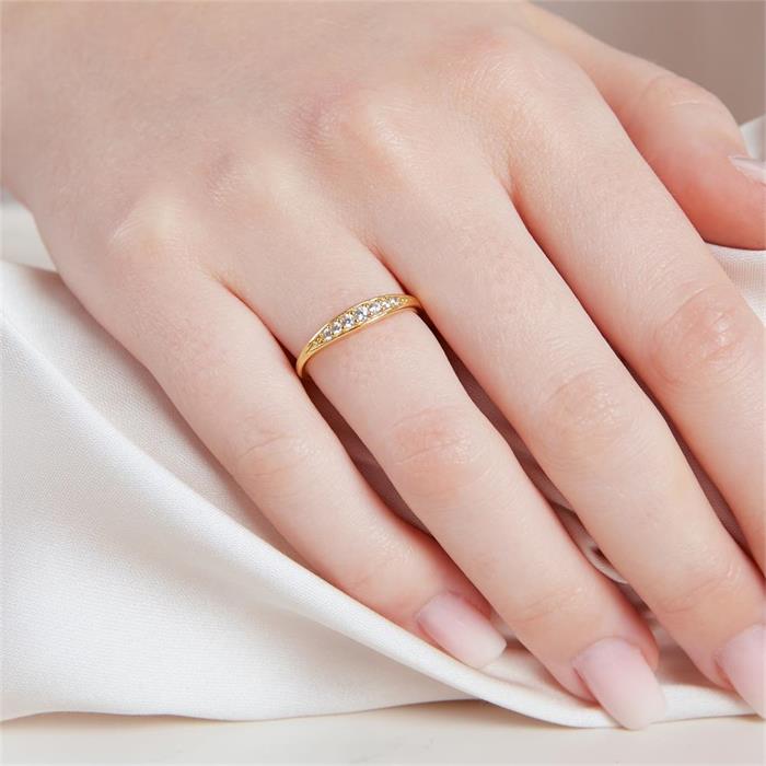 Gold plated 925 silver ring for ladies with zirconia